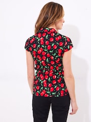 Joe Browns Red Cherry Vintage Belted Top - Image 4 of 5