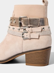 Joe Browns Natural Star Studded Buckle Detail Ankle Boots - Image 4 of 6