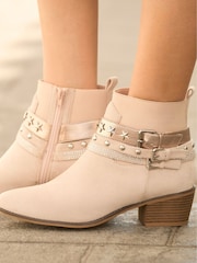 Joe Browns Natural Star Studded Buckle Detail Ankle Boots - Image 5 of 6