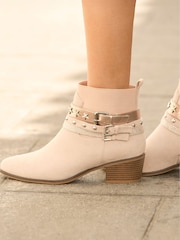 Joe Browns Natural Star Studded Buckle Detail Ankle Boots - Image 6 of 6