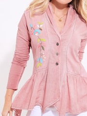 Joe Browns Pink Floral Embroidered Jersey shirt - Image 5 of 7