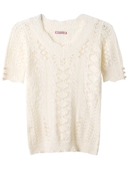 Joe Browns Cream Short Sleeve Patterned 100% Cotton Jumper - Image 5 of 5