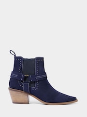Joe Browns Blue Studded Premium Suede Western Ankle Boots - Image 1 of 5