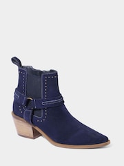 Joe Browns Blue Studded Premium Suede Western Ankle Boots - Image 2 of 5