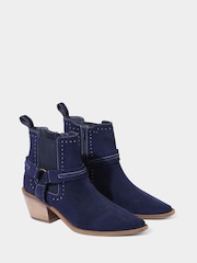 Joe Browns Blue Studded Premium Suede Western Ankle Boots - Image 3 of 5