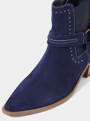 Joe Browns Blue Studded Premium Suede Western Ankle Boots - Image 4 of 5