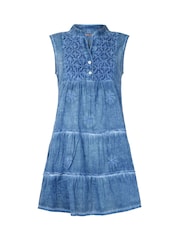 Joe Browns Blue Collared Button Front Tiered 100% Cotton Tunic - Image 7 of 7