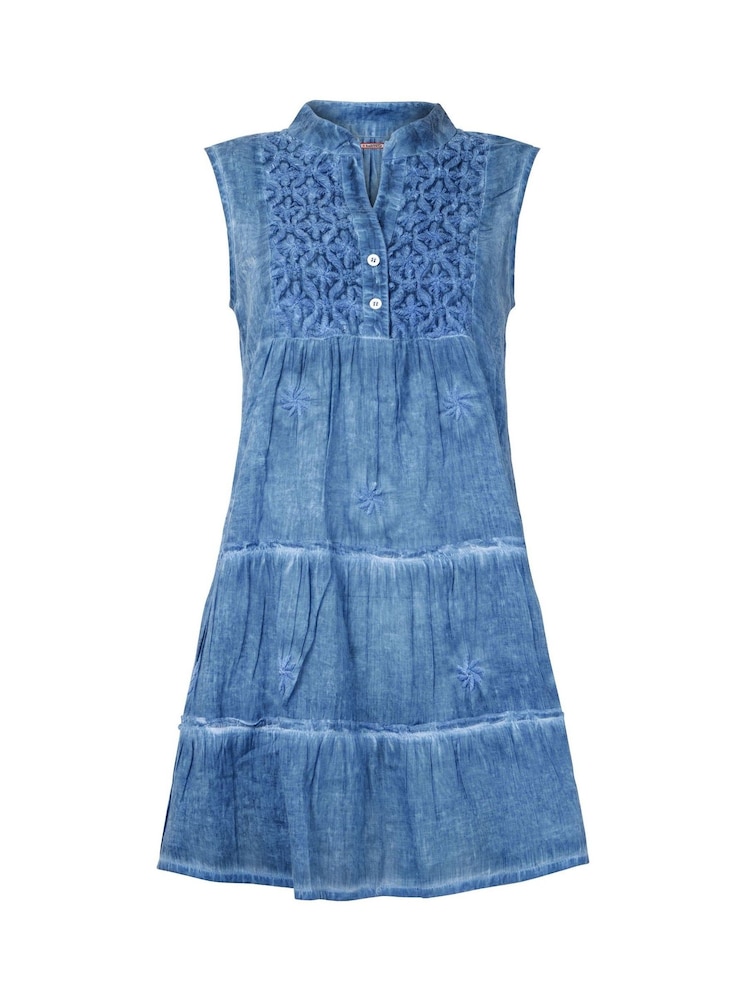 Joe Browns Blue Collared Button Front Tiered 100% Cotton Tunic - Image 7 of 7