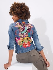 Joe Browns Blue Limited Edition Bird Appliqué Denim Jacket - Image 4 of 6
