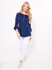 Joe Browns Blue Longline Button Down Jersey Top - Image 2 of 5