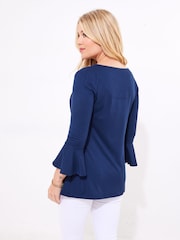 Joe Browns Blue Longline Button Down Jersey Top - Image 4 of 5