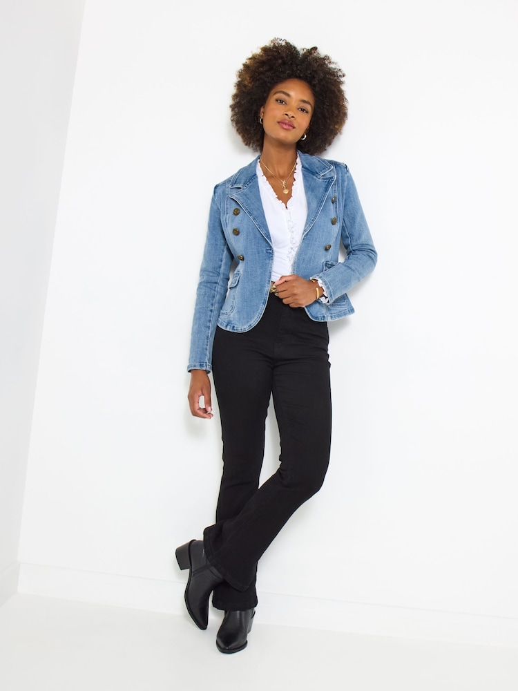 Joe Browns Blue Casual Stretch Denim Blazer - Image 2 of 5 Joe Browns Blue Casual Stretch Denim Blazer - Image 2 of 5