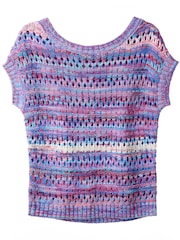Joe Browns Blue Striped Open Knit 100% Cotton Jumper - Image 5 of 5