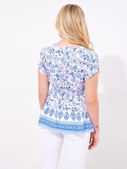 Joe Browns Blue Floral V-Neck Top - Image 4 of 5