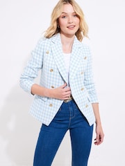 Joe Browns Blue Checked Cord Blazer - Image 3 of 7