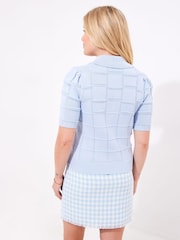 Joe Browns Blue Daisy Collar Cropped 100% Cotton Cardigan - Image 5 of 7