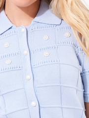 Joe Browns Blue Daisy Collar Cropped 100% Cotton Cardigan - Image 6 of 7