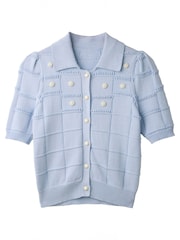 Joe Browns Blue Daisy Collar Cropped 100% Cotton Cardigan - Image 7 of 7