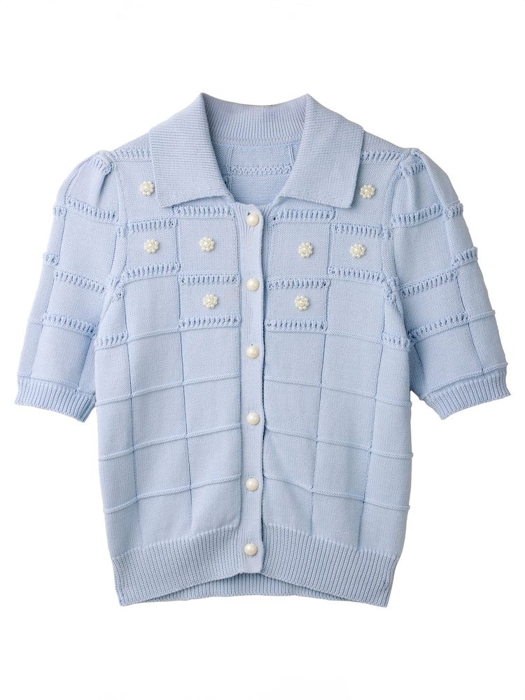 Joe Browns Blue Daisy Collar Cropped 100% Cotton Cardigan - Image 7 of 7