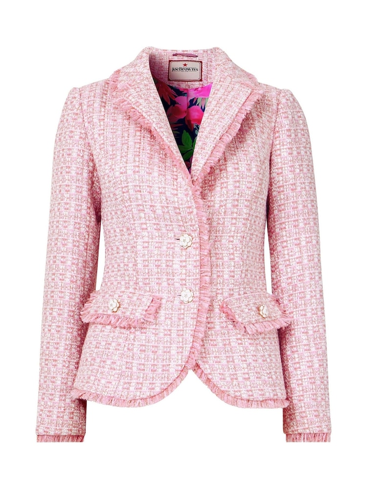 Joe Browns Pink Frayed Edge Flower Print Button Jacket - Image 7 of 7