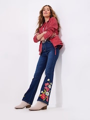 Joe Browns Blue Floral Print Embroidered Bootcut Jeans - Image 1 of 5