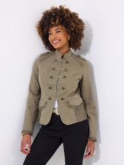 Joe Browns Green Military Lace Trim 100% Cotton Jacket - Image 2 of 7