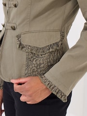 Joe Browns Green Military Lace Trim 100% Cotton Jacket - Image 5 of 7