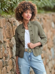 Joe Browns Green Military Lace Trim 100% Cotton Jacket - Image 6 of 7