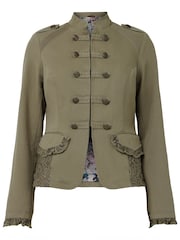 Joe Browns Green Military Lace Trim 100% Cotton Jacket - Image 7 of 7