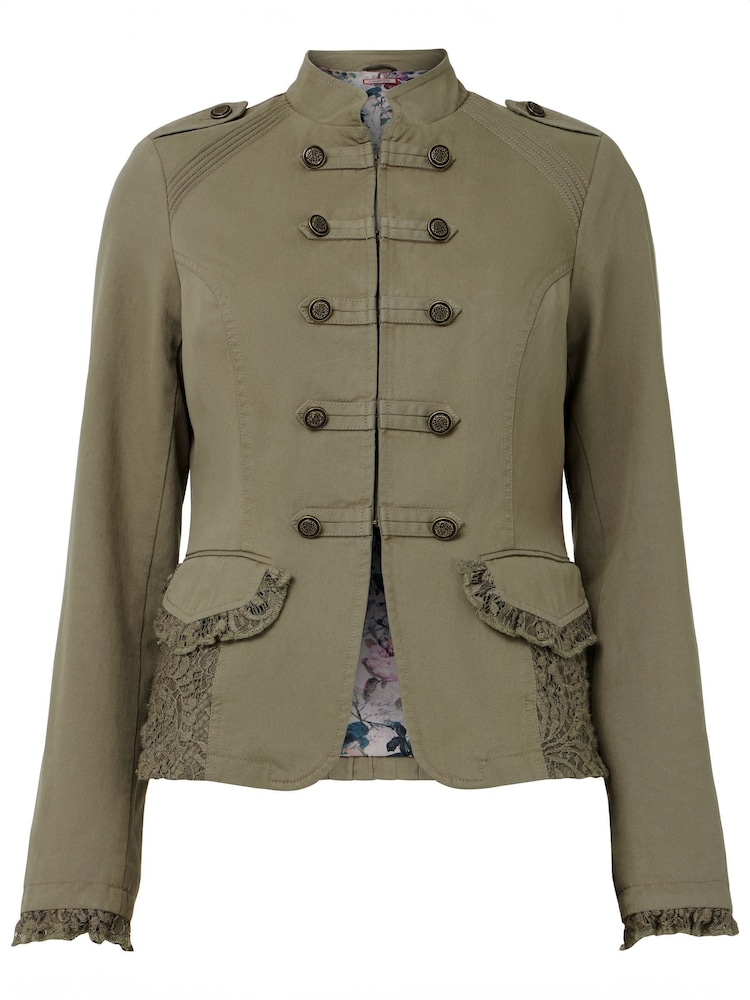 Joe Browns Green Military Lace Trim 100% Cotton Jacket - Image 7 of 7