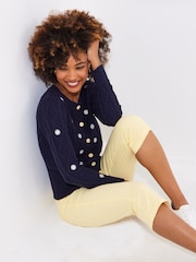 Joe Browns Blue Daisy Cable Knit 100% Cotton Cardigan - Image 2 of 7