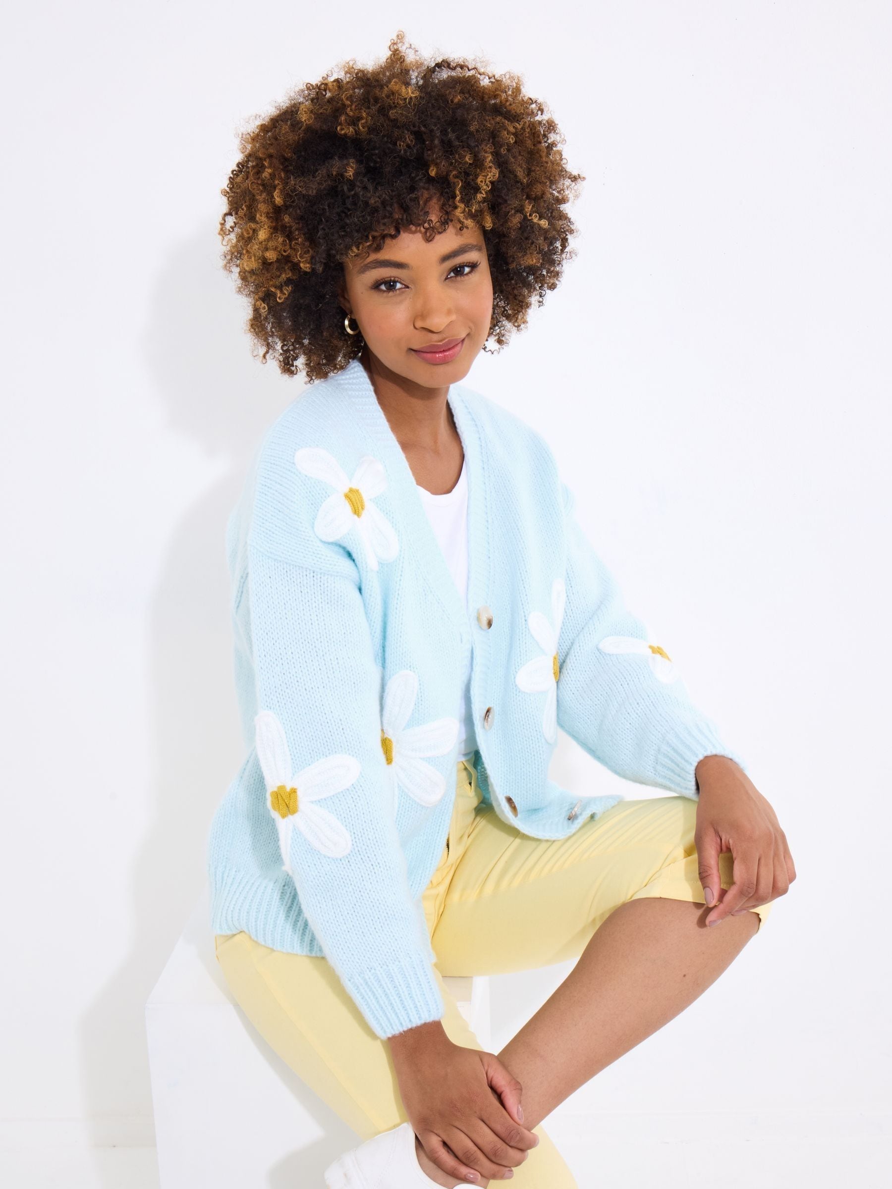 Buy Joe Browns Blue Daisy Appliqué V-Neck Cardigan from Next USA