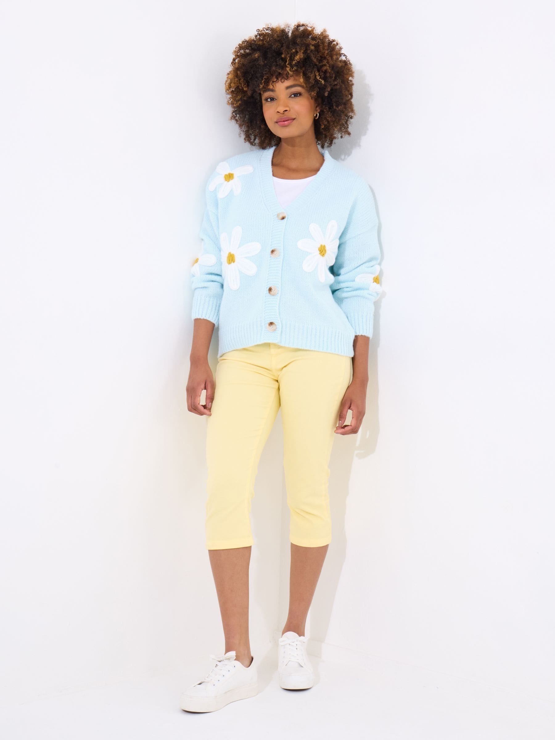 Buy Joe Browns Blue Daisy Appliqué V-Neck Cardigan from Next USA