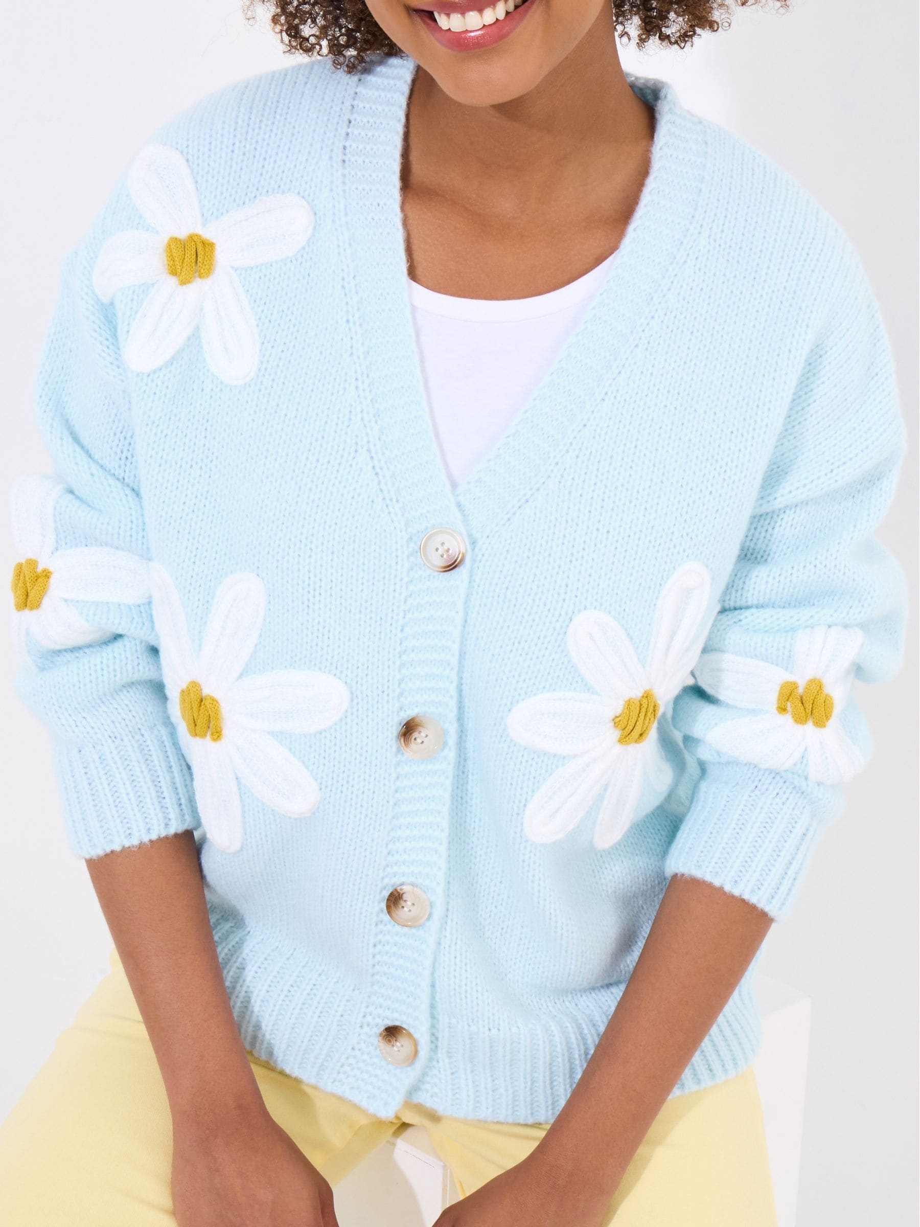 Buy Joe Browns Blue Daisy Appliqué V-Neck Cardigan from Next USA