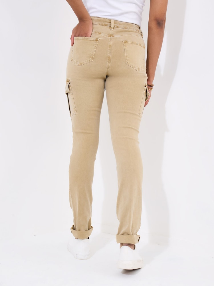 Joe Browns Natural Tapered Stretch Cargo Joggers - Image 2 of 4