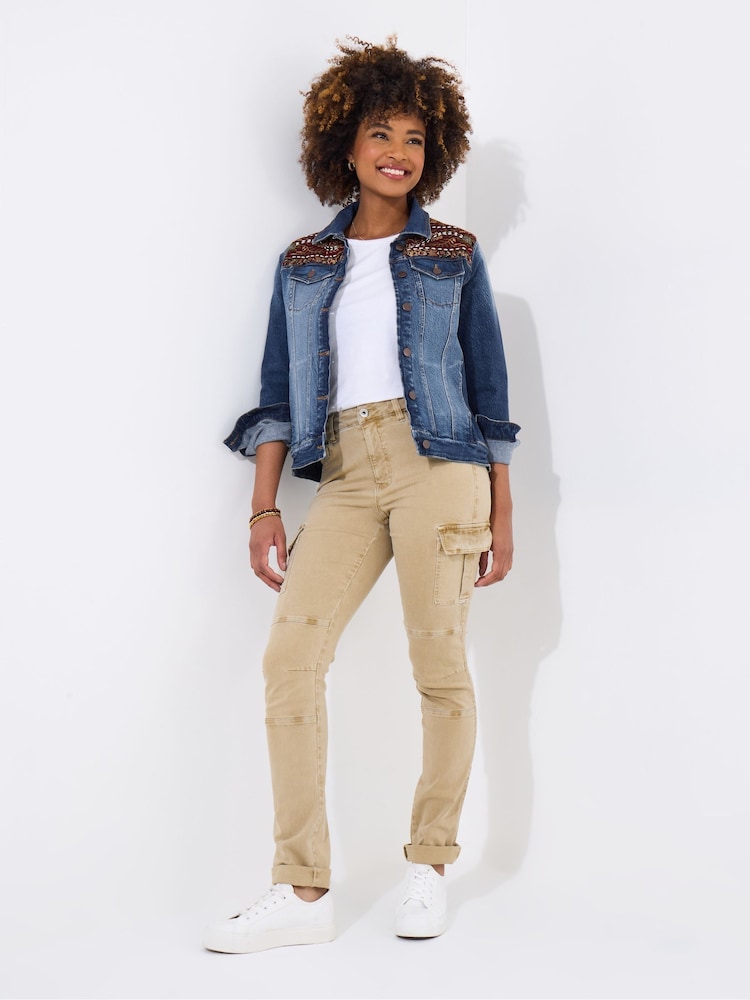 Joe Browns Natural Tapered Stretch Cargo Joggers - Image 4 of 4