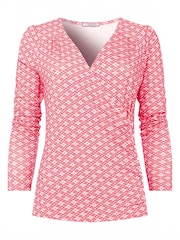 Joe Browns Pink Geo Print Mock Wrap Top - Image 5 of 5