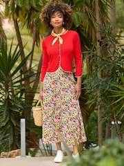 Joe Browns Red Frilly Scoop Neck Cardigan - Image 2 of 6
