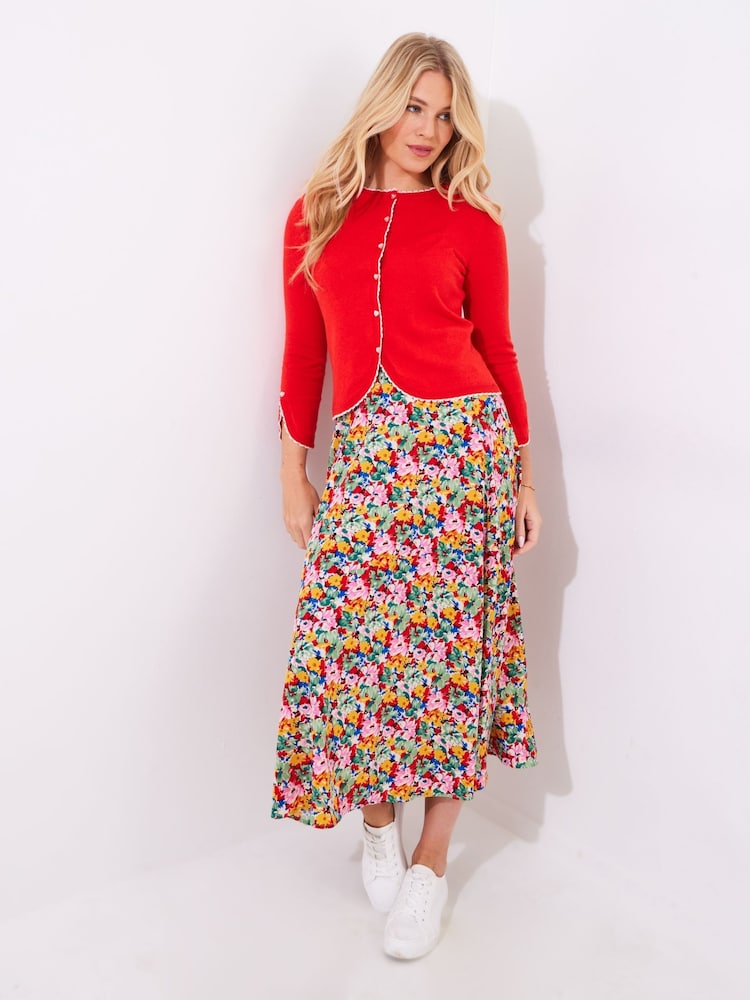Joe Browns Red Frilly Scoop Neck Cardigan - Image 3 of 6