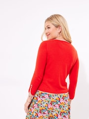 Joe Browns Red Frilly Scoop Neck Cardigan - Image 4 of 6