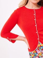 Joe Browns Red Frilly Scoop Neck Cardigan - Image 5 of 6