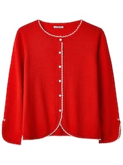 Joe Browns Red Frilly Scoop Neck Cardigan - Image 6 of 6