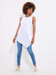 Joe Browns White Handkerchief Hem Lace Panel Long Line Top - Image 3 of 5