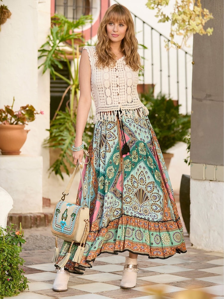 Joe Browns Green Patchwork Midi Skirt - Image 2 of 7