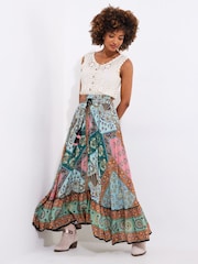 Joe Browns Green Patchwork Midi Skirt - Image 4 of 7