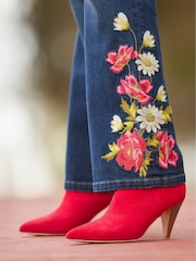 Joe Browns Red Pointed Toe Microsuede Ankle Boots - Image 1 of 6