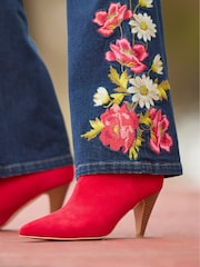 Joe Browns Red Pointed Toe Microsuede Ankle Boots - Image 2 of 6