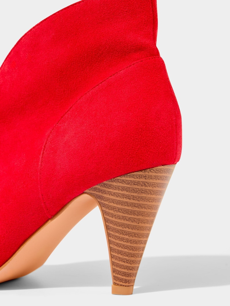 Joe Browns Red Pointed Toe Microsuede Ankle Boots - Image 6 of 6