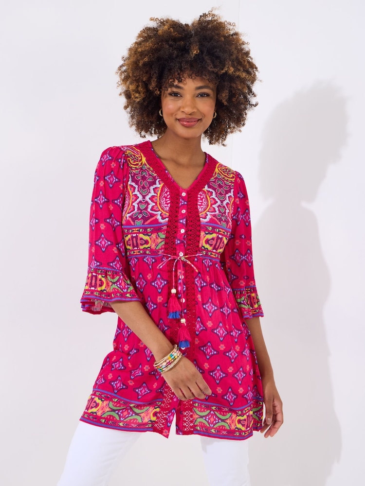Joe Browns Pink Geo Print Boho Tunic - Image 1 of 5