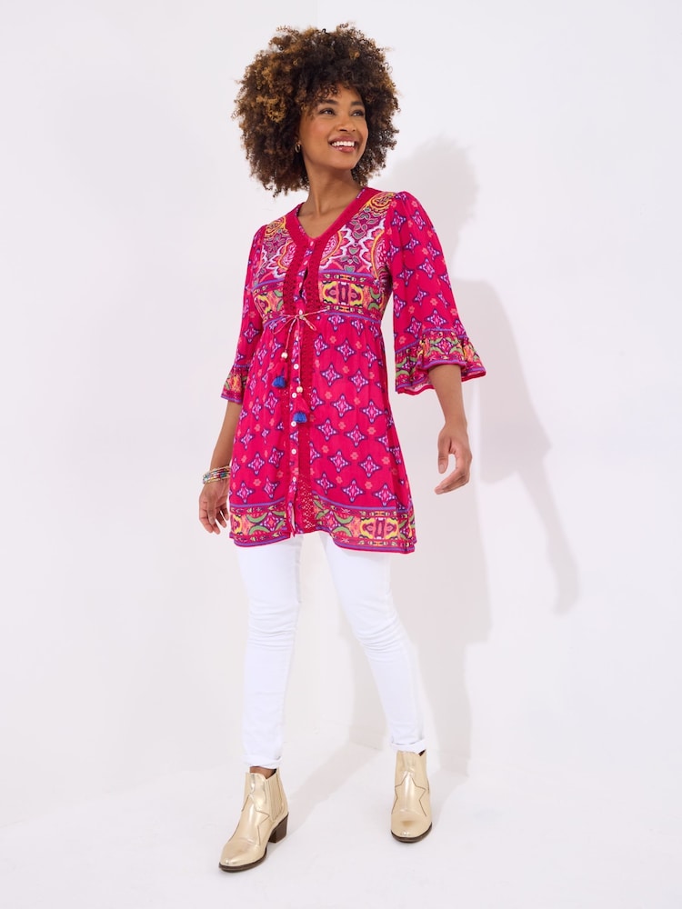 Joe Browns Pink Geo Print Boho Tunic - Image 2 of 5